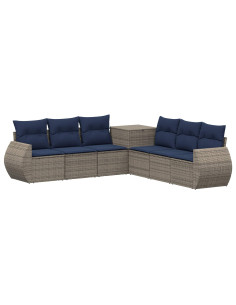 Set di divani 7 pcs Grigio e Blu Navy