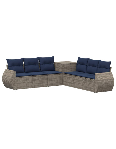 Set di divani 7 pcs Grigio e Blu Navy