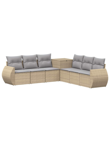 Set di divani 7 pcs Beige e Grigio Chiaro