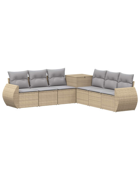 Set di divani 7 pcs Beige e Grigio Chiaro
