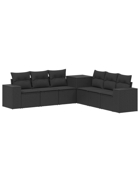 Set di divani 7 pcs Nero Rattan sintetico e Acciaio