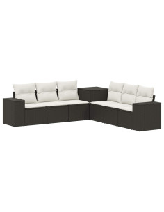 Set di divani 7 pcs Nero e Bianco Crema