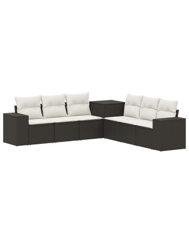 Set di divani 7 pcs Nero e Bianco Crema