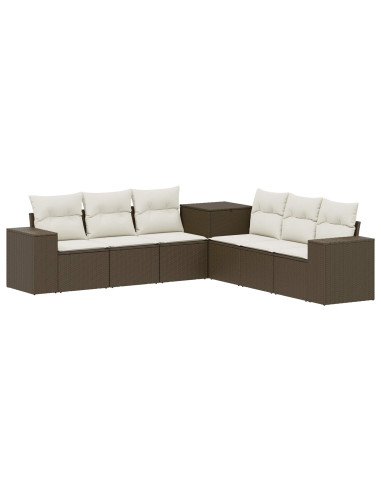 Set di divani 7 pcs Marrone e Bianco Crema