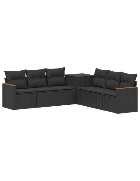 Set di divani 7 pcs Nero Rattan sintetico e Acciaio