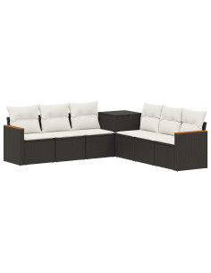 Set di divani 7 pcs Nero e Bianco Crema