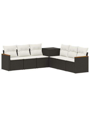 Set di divani 7 pcs Nero e Bianco Crema