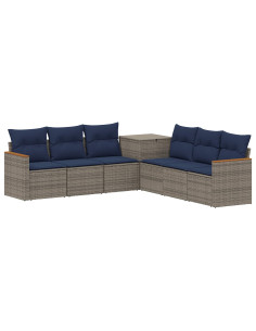 Set di divani 7 pcs Grigio e Blu Navy