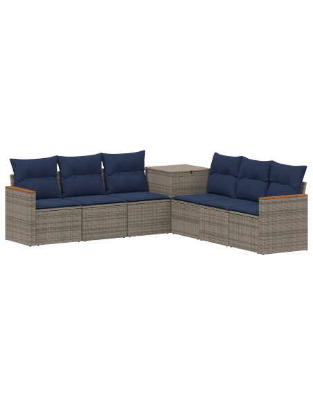 Set di divani 7 pcs Grigio e Blu Navy
