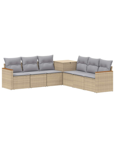 Set di divani 7 pcs Beige e Grigio Chiaro