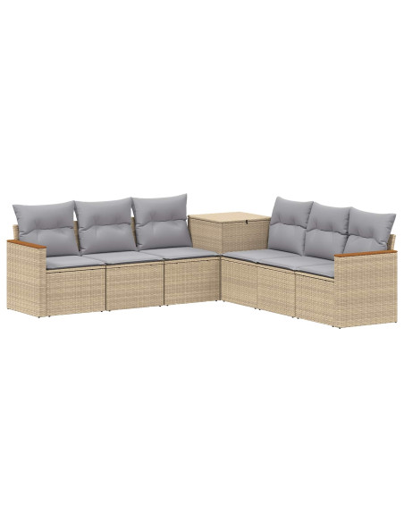 Set di divani 7 pcs Beige e Grigio Chiaro