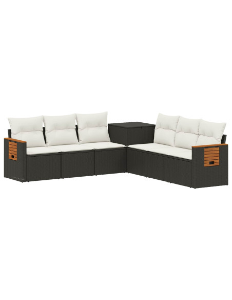 Set di divani 7 pcs Nero e Bianco Crema