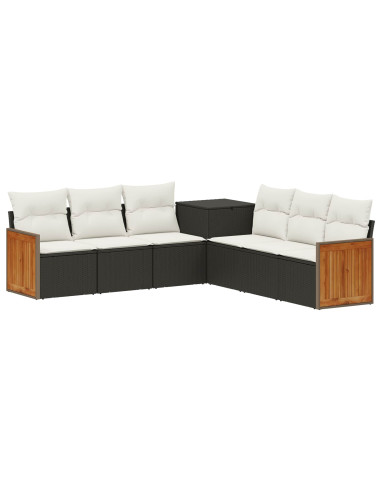 Set di divani 7 pcs Nero e Bianco Crema