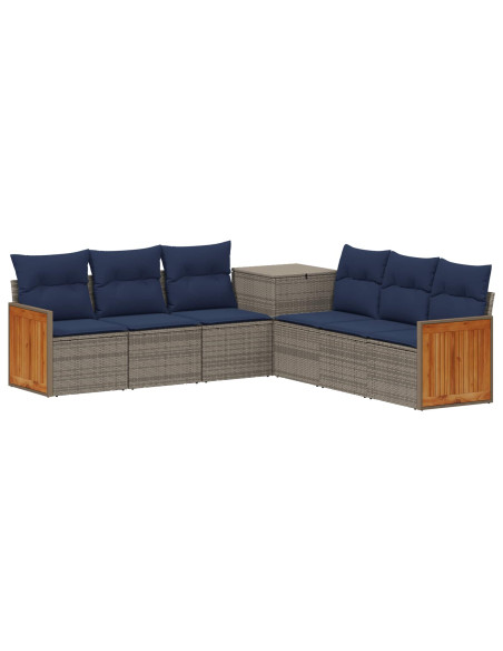 Set di divani 7 pcs Grigio e Blu Navy