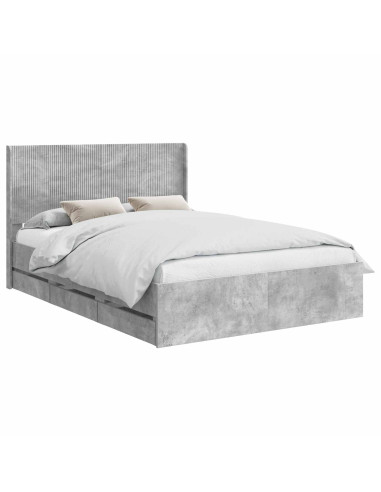 Struttura del letto con stoccaggio e testata Grigio Cemento