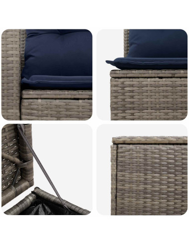 Set di divani 7 pcs Grigio e Blu Navy