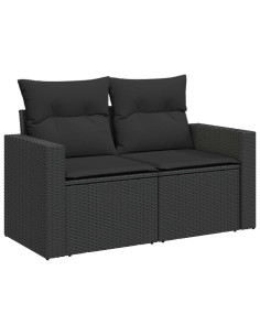Set di divani 7 pcs Nero Rattan sintetico e Acciaio 2