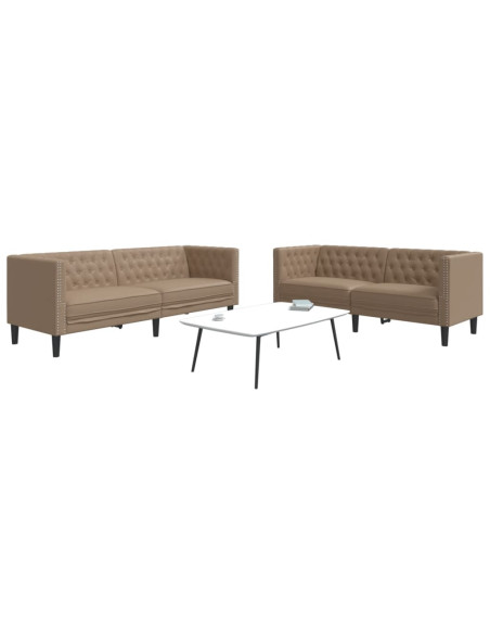 Set Divani Chesterfield 2pz Cappuccino in Similpelle