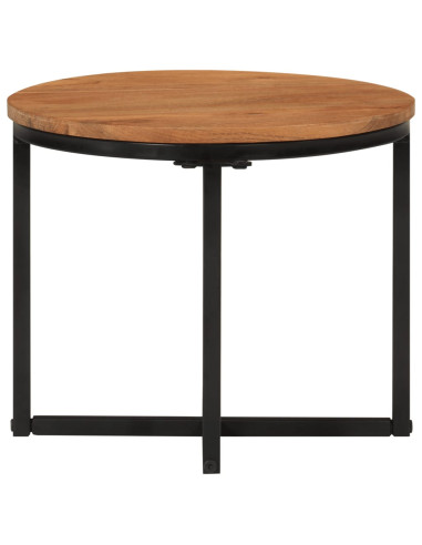 Tavolino Salotto 35x35x30cm in Legno Massello di Acacia e Ferro