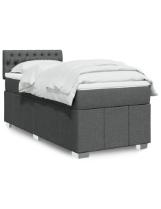 Giroletto a Molle con Materasso Grigio Scuro 80x200 cm Tessuto