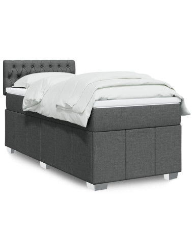 Giroletto a Molle con Materasso Grigio Scuro 80x200 cm Tessuto