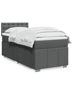 Giroletto a Molle con Materasso Grigio Scuro 80x200 cm Tessuto