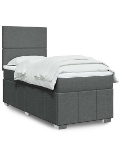 Giroletto a Molle con Materasso Grigio Scuro 80x200 cm Tessuto