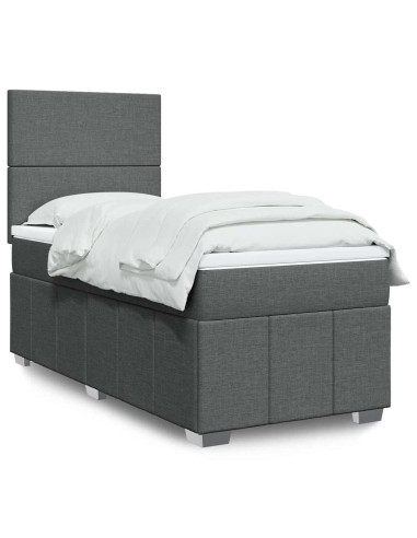 Giroletto a Molle con Materasso Grigio Scuro 80x200 cm Tessuto