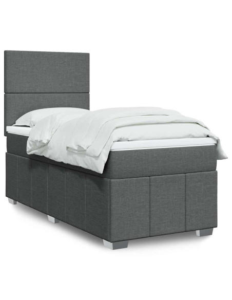 Giroletto a Molle con Materasso Grigio Scuro 80x200 cm Tessuto