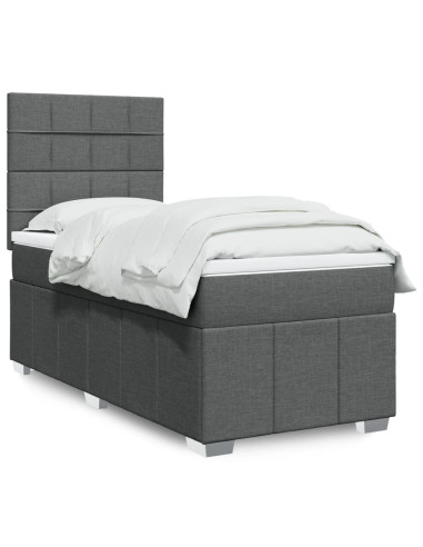 Giroletto a Molle con Materasso Grigio Scuro 80x200 cm Tessuto