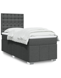 Giroletto a Molle con Materasso Grigio Scuro 80x200 cm Tessuto