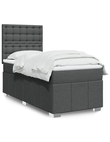 Giroletto a Molle con Materasso Grigio Scuro 80x200 cm Tessuto