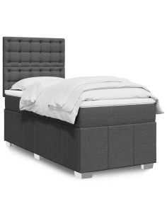 Giroletto a Molle con Materasso Grigio Scuro 80x200 cm Tessuto