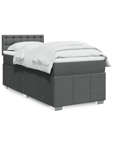 Giroletto a Molle con Materasso Grigio Scuro 80x200 cm Tessuto