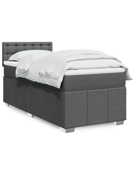 Giroletto a Molle con Materasso Grigio Scuro 80x200 cm Tessuto