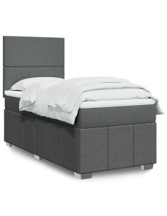 Giroletto a Molle con Materasso Grigio Scuro 80x200 cm Tessuto
