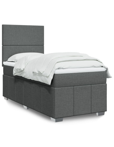Giroletto a Molle con Materasso Grigio Scuro 80x200 cm Tessuto