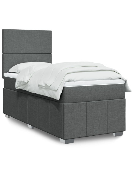 Giroletto a Molle con Materasso Grigio Scuro 80x200 cm Tessuto