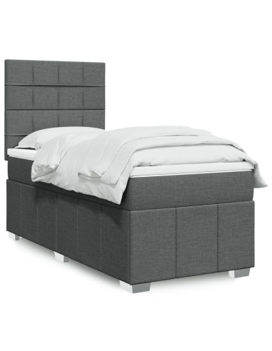 Giroletto a Molle con Materasso Grigio Scuro 80x200 cm Tessuto