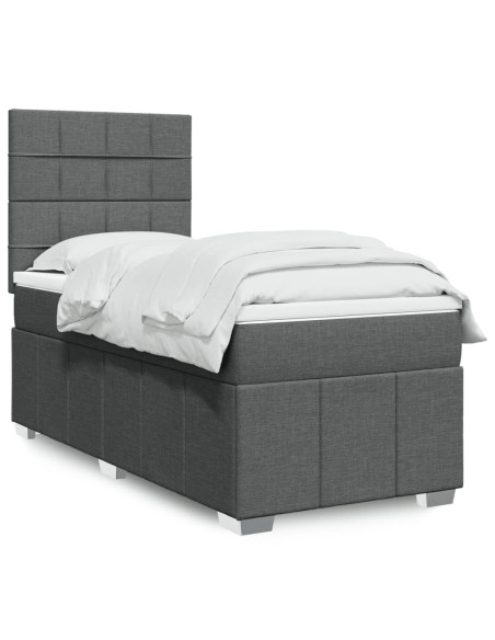 Giroletto a Molle con Materasso Grigio Scuro 80x200 cm Tessuto