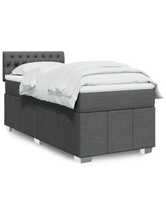 Giroletto a Molle con Materasso Grigio Scuro 80x200 cm Tessuto