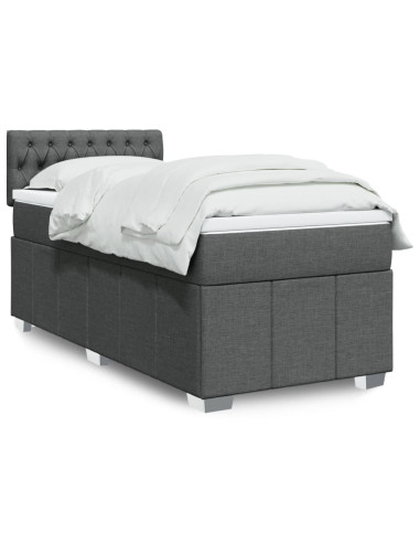 Giroletto a Molle con Materasso Grigio Scuro 80x200 cm Tessuto