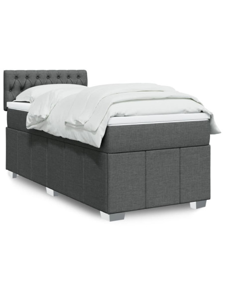 Giroletto a Molle con Materasso Grigio Scuro 80x200 cm Tessuto