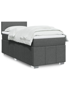 Giroletto a Molle con Materasso Grigio Scuro 80x200 cm Tessuto