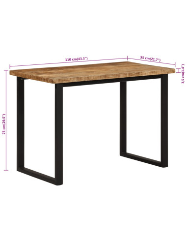 Tavolo da Pranzo 110x55x75 cm in Legno Massello di Mango