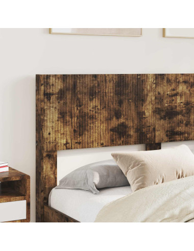 Struttura del letto con stoccaggio e testata Rovere Fumo