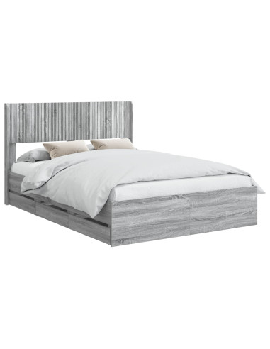 Struttura del letto con stoccaggio e testata Grigio Sonoma