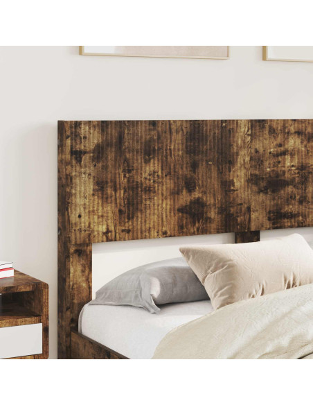 Struttura del letto con stoccaggio e testata Rovere Fumo