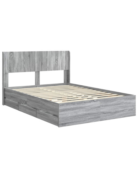 Struttura del letto con stoccaggio e testata Grigio Sonoma