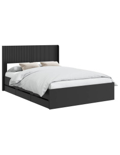 Struttura del letto con stoccaggio e testata Nero 140 x 190 cm 2